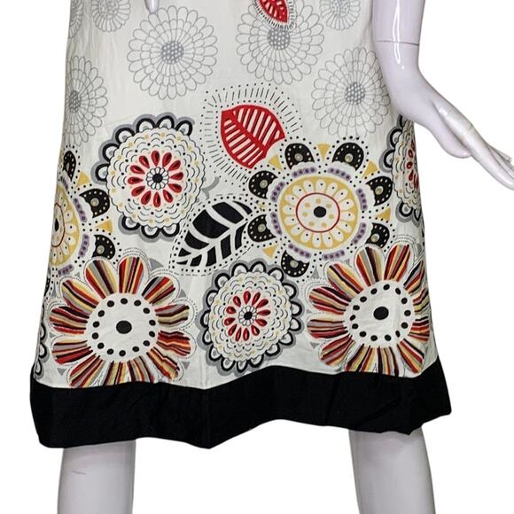 Beautiful! Kimono Cut Floral Dress Size Small Wide 3/4 Sleeves White and Brown - Picture 4 of 12